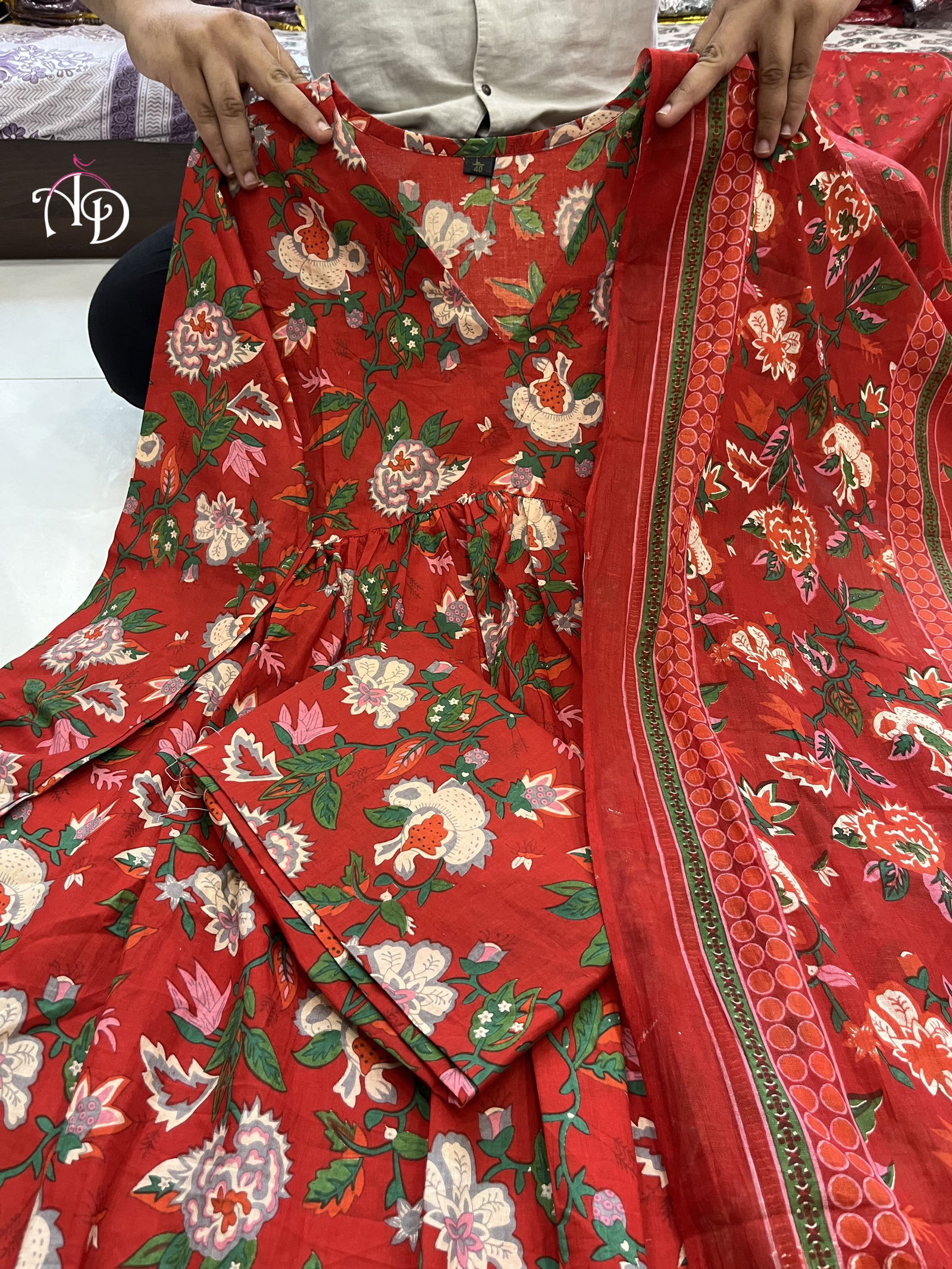 Akshar Printed Pure Cotton Kurti With Bottom Dupatta Wholesale Clothing Distributors In India

